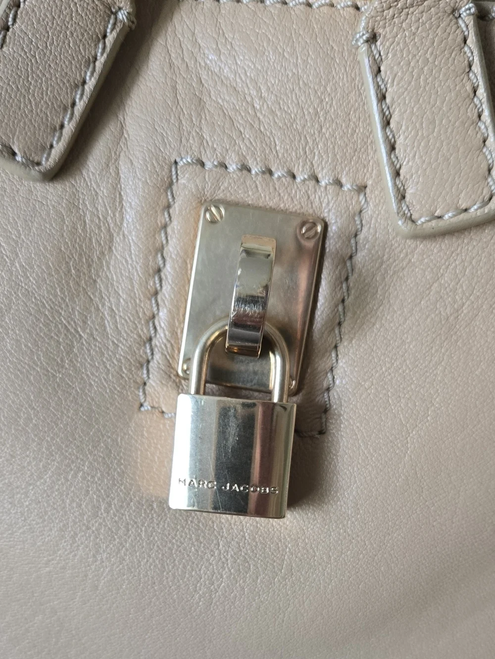 Marc Jacobs Beige Leather Paradise Rio Top-Handle Satchel with Gold Hardware